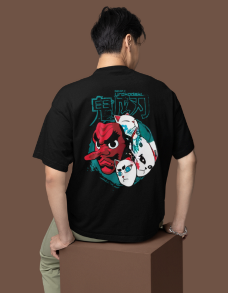 Demon Slayer Japanese Mask 100% Cotton T-Shirt – Unique Anime Art for All-Day Comfort