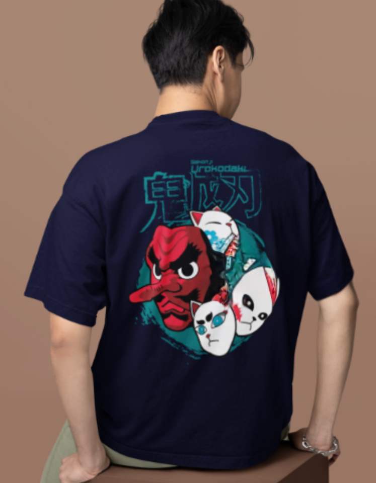 Demon Slayer Japanese Mask 100% Cotton T-Shirt – Unique Anime Art for All-Day Comfort