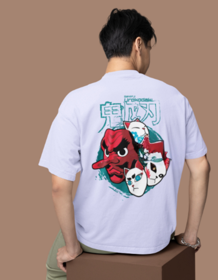 Demon Slayer Japanese Mask 100% Cotton T-Shirt – Unique Anime Art for All-Day Comfort