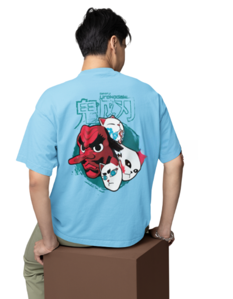 Demon Slayer Japanese Mask 100% Cotton T-Shirt – Unique Anime Art for All-Day Comfort