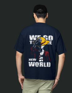 Straw Hat Luffy New World 100% Cotton  oversized T-Shirt – Dynamic One Piece Adventure Graphic