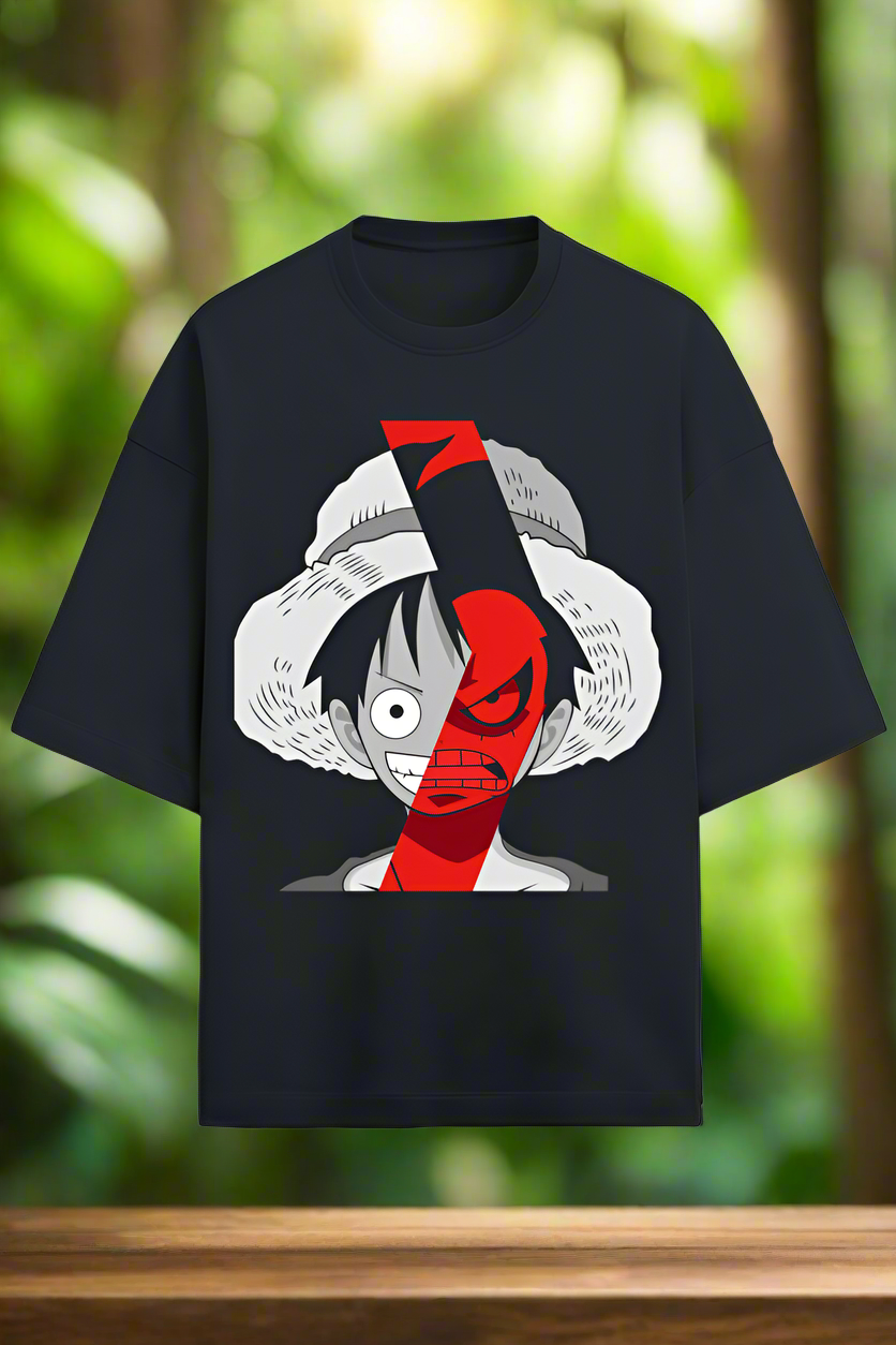 Striking One Piece Luffy Graphic T-Shirt with Bold Red Z Design